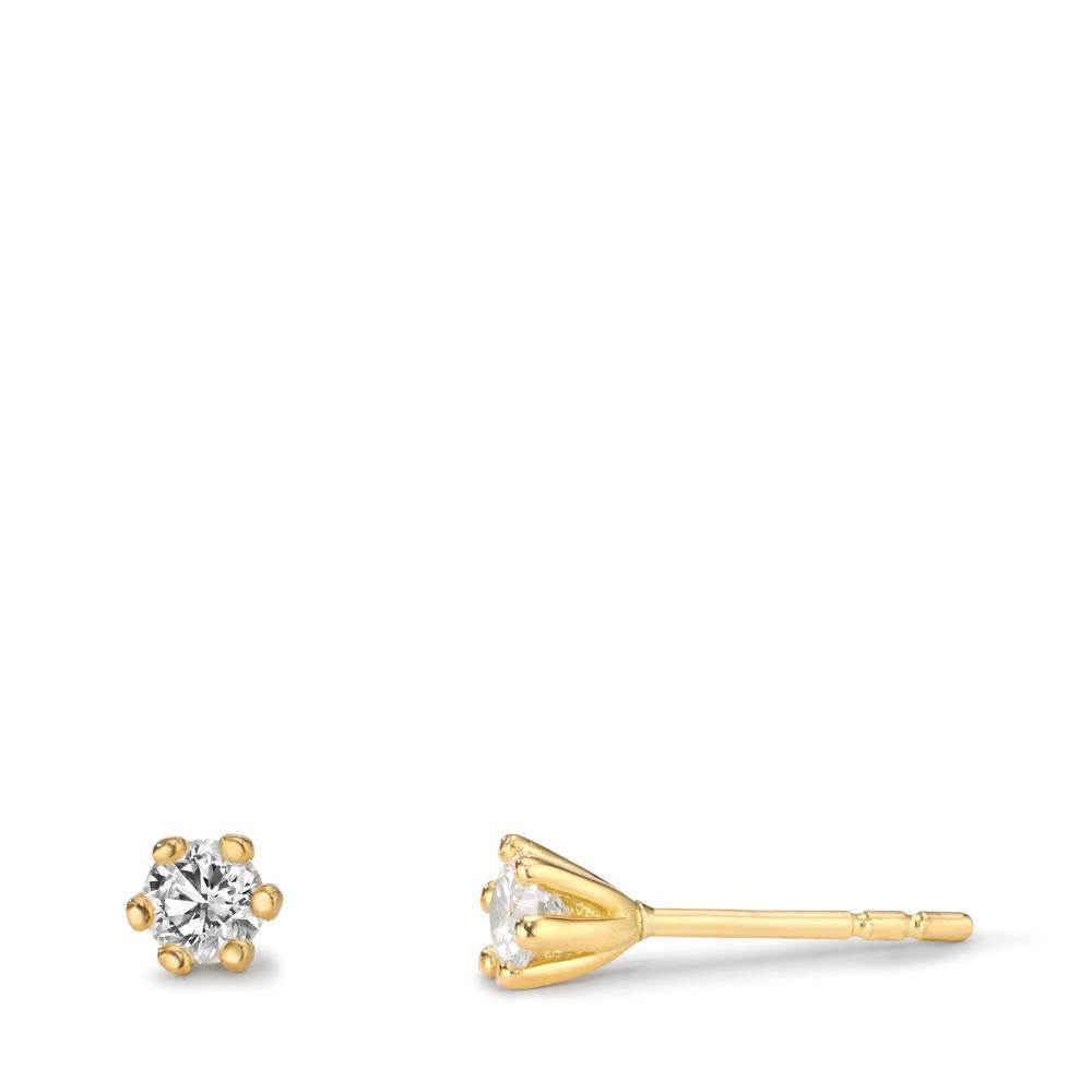 Clous d'oreilles Or jaune 18K Cultivé en laboratoire de diamant 0.30 ct, 2 Pierres Ø4 mm