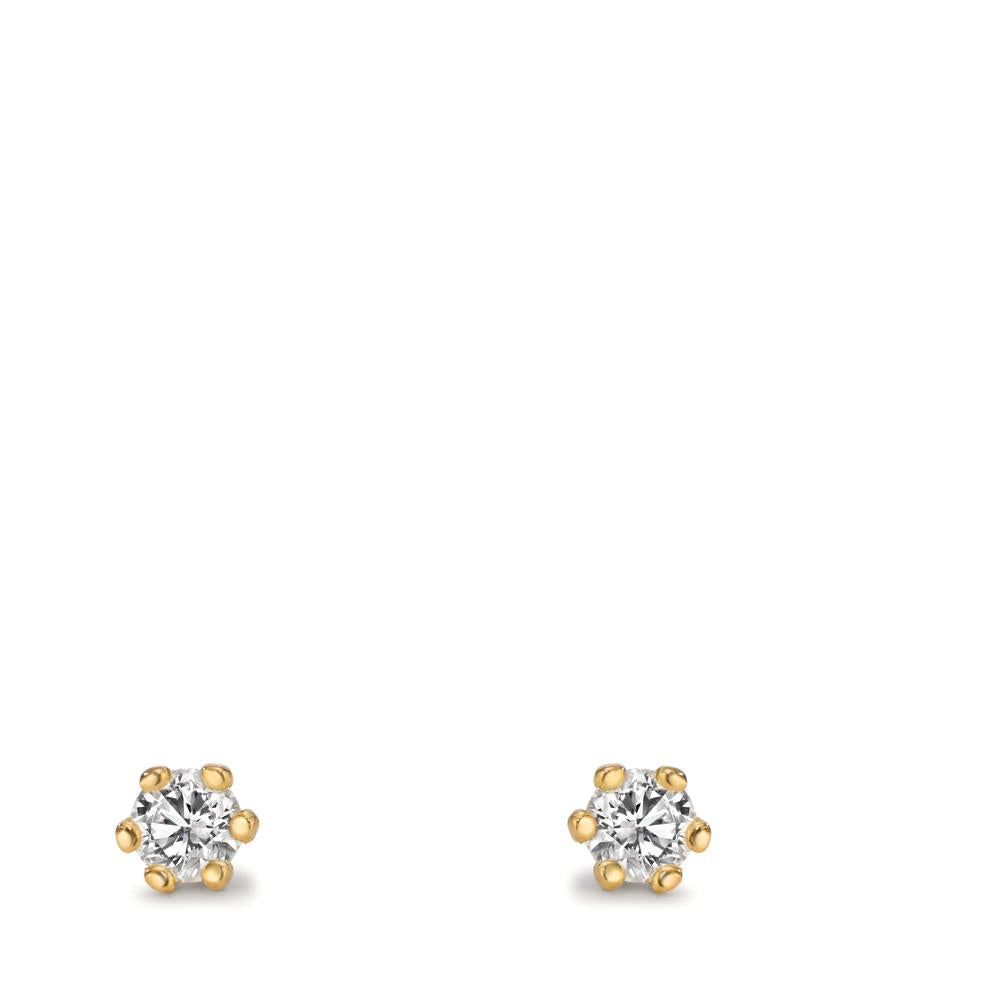 Clous d'oreilles Or jaune 18K Cultivé en laboratoire de diamant 0.30 ct, 2 Pierres Ø4 mm