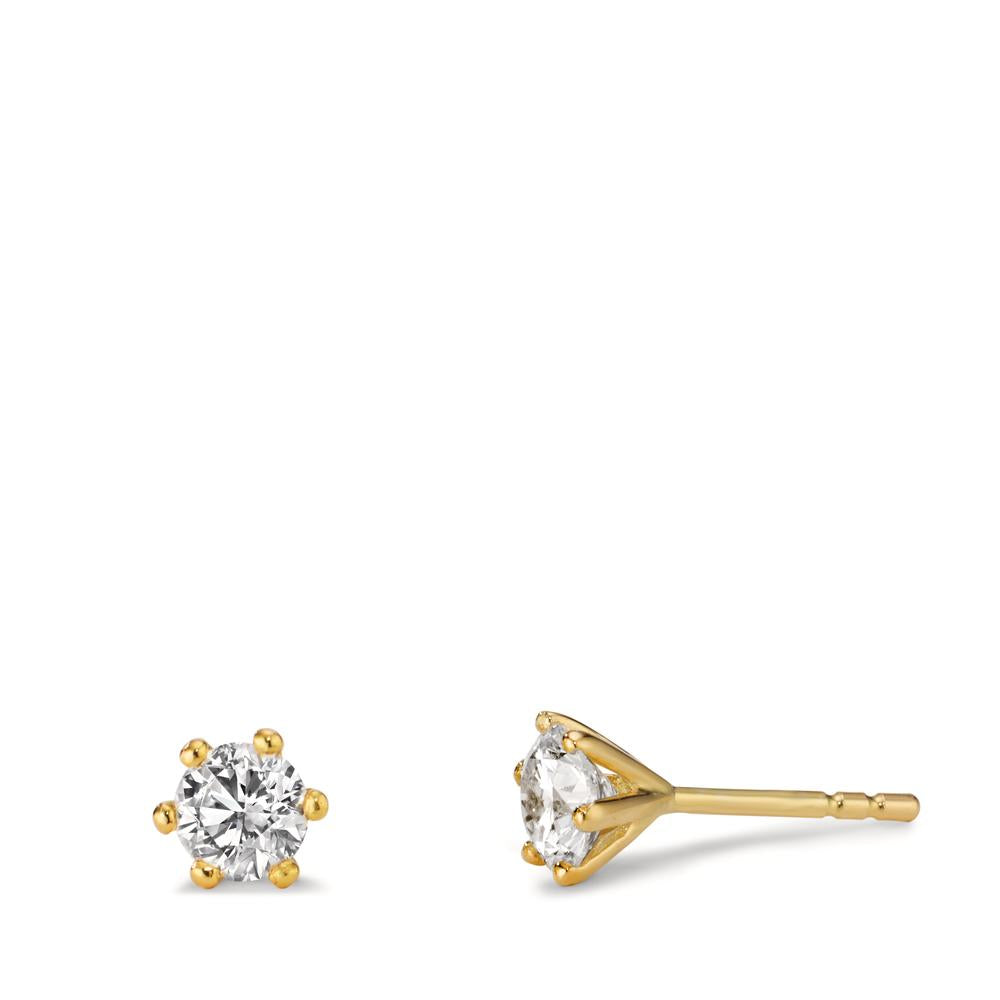 Clous d'oreilles Or jaune 18K Cultivé en laboratoire de diamant 0.50 ct, 2 Pierres Ø4.8 mm