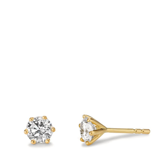 Clous d'oreilles Or jaune 18K Cultivé en laboratoire de diamant 1 ct, 2 Pierres, w-si Ø5.5 mm