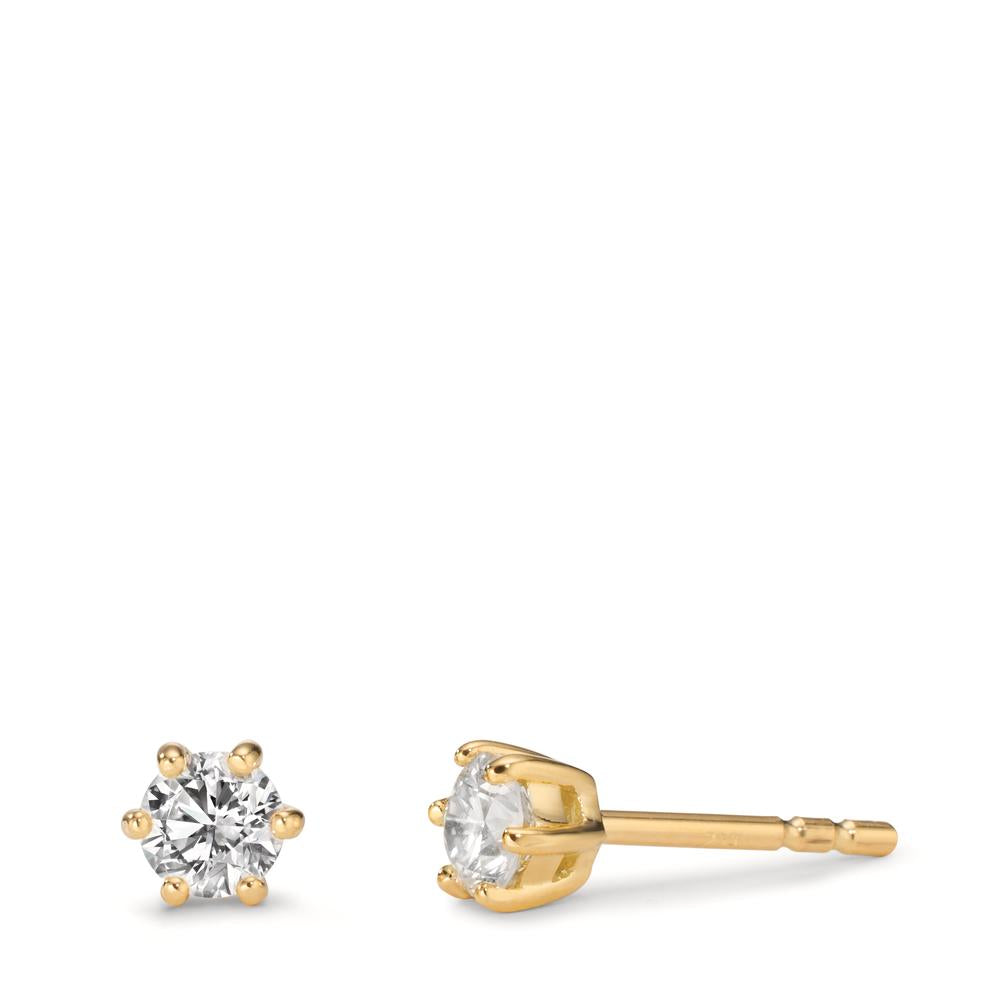 Clous d'oreilles Or jaune 18K Cultivé en laboratoire de diamant 0.40 ct, 2 Pierres, w-si Ø4.4 mm