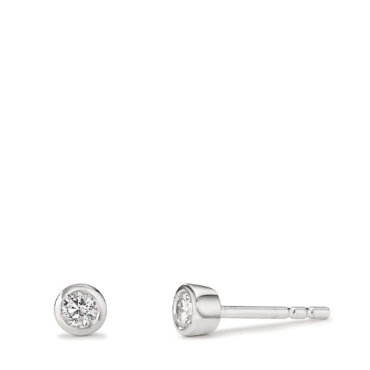 Clous d'oreilles Or blanc 18K Cultivé en laboratoire de diamant 0.20 ct, 2 Pierres Ø4 mm