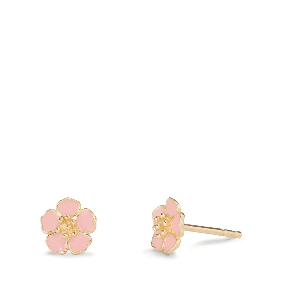 Clous d'oreilles Or jaune 9K Laqué Fleur Ø5.5 mm