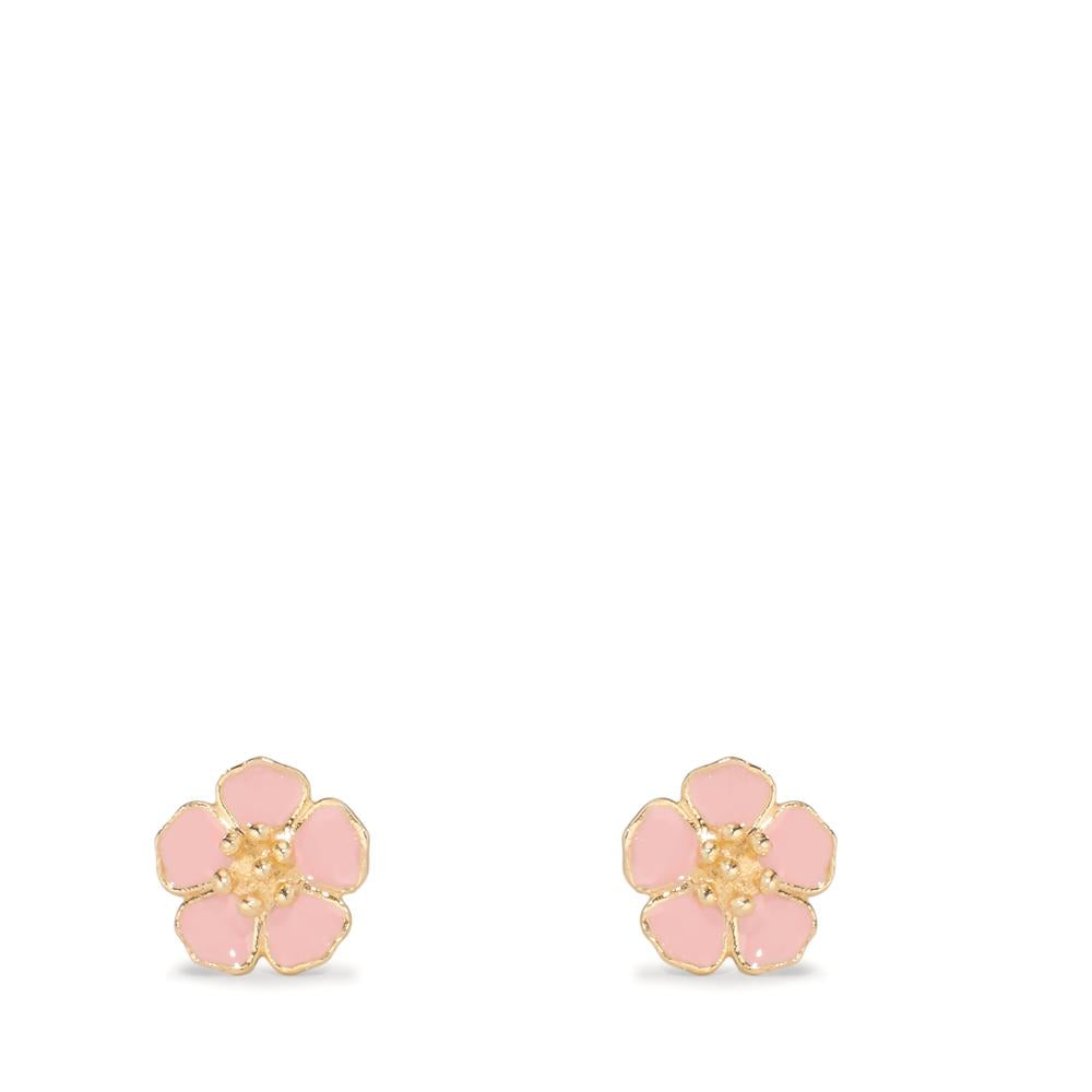 Clous d'oreilles Or jaune 9K Laqué Fleur Ø5.5 mm