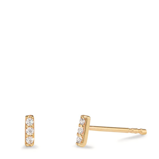 Clous d'oreilles Or jaune 9K Zircone 6 Pierres