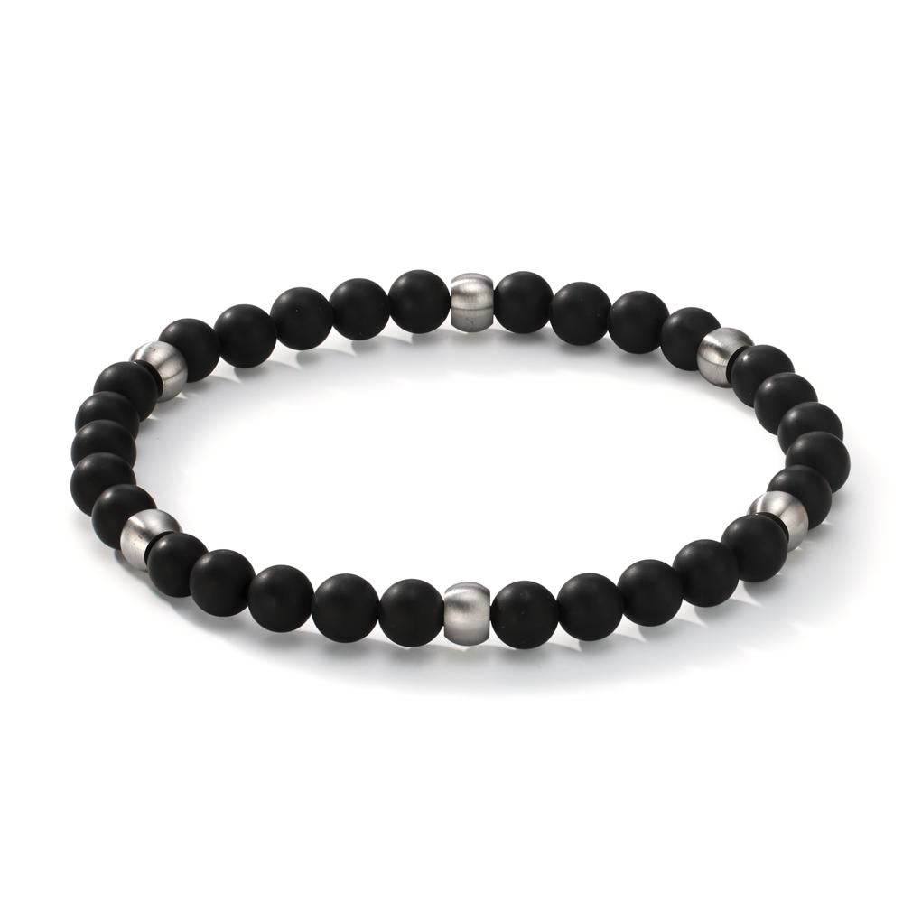 Bracelet Acier inoxydable Agate noir 20 cm Ø6.5 mm