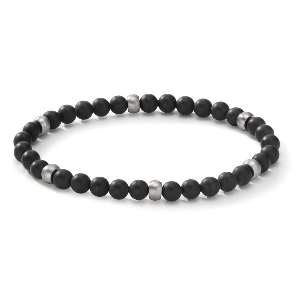 Bracelet Acier inoxydable Agate noir 21 cm Ø6.5 mm