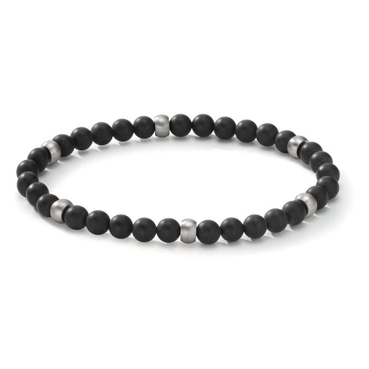 Bracelet Acier inoxydable Agate noir 21 cm Ø6.5 mm