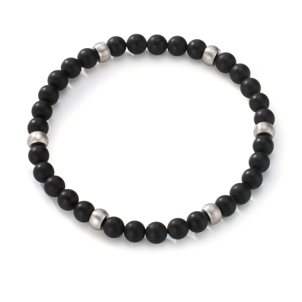 Bracelet Acier inoxydable Agate noir 21 cm Ø6.5 mm