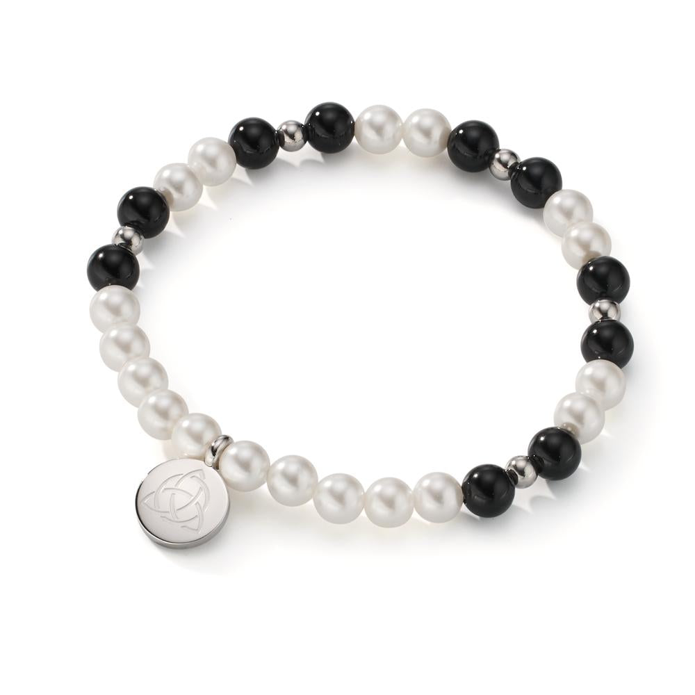 Bracelet Acier inoxydable Agate noir Celtique 17 cm Ø6 mm