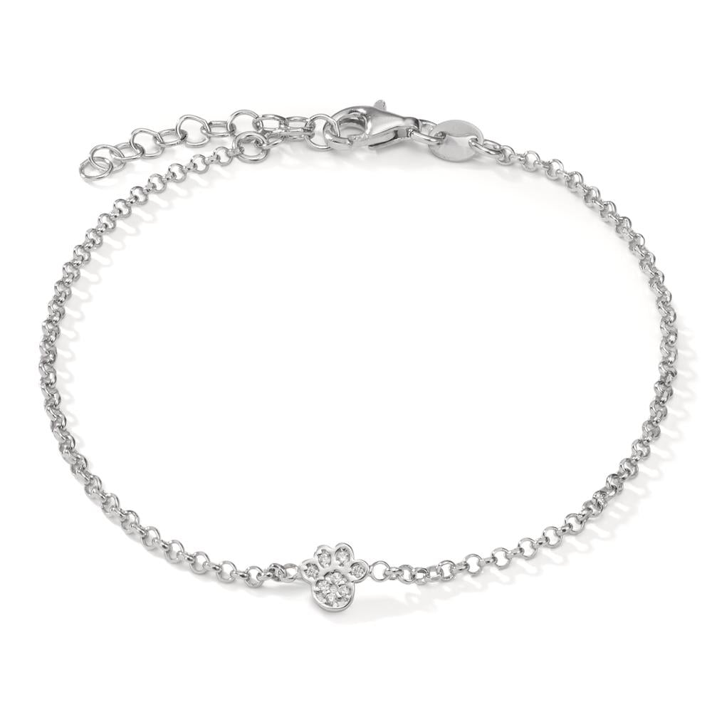 Bracelet Argent Zircone 8 Pierres Rhodié Patte 17-20 cm