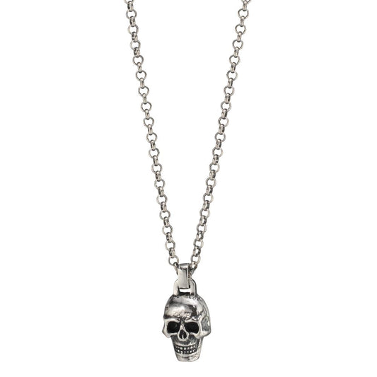 Collier Silber patiniert Totenkopf