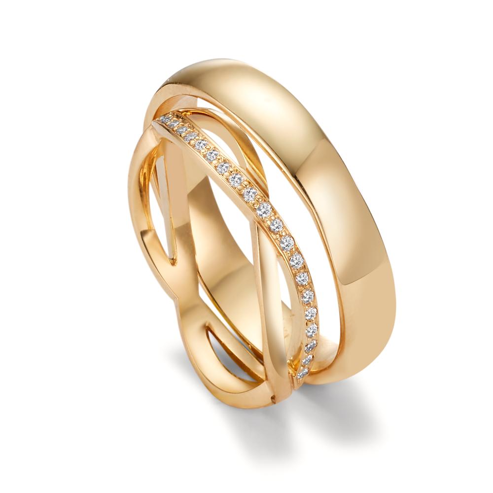 Partnerring 750/18 K Gelbgold Diamant 0.105 ct, 21 Steine, w-vsi