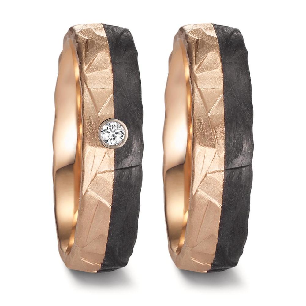 Alliance Or rose 14K, Carbone