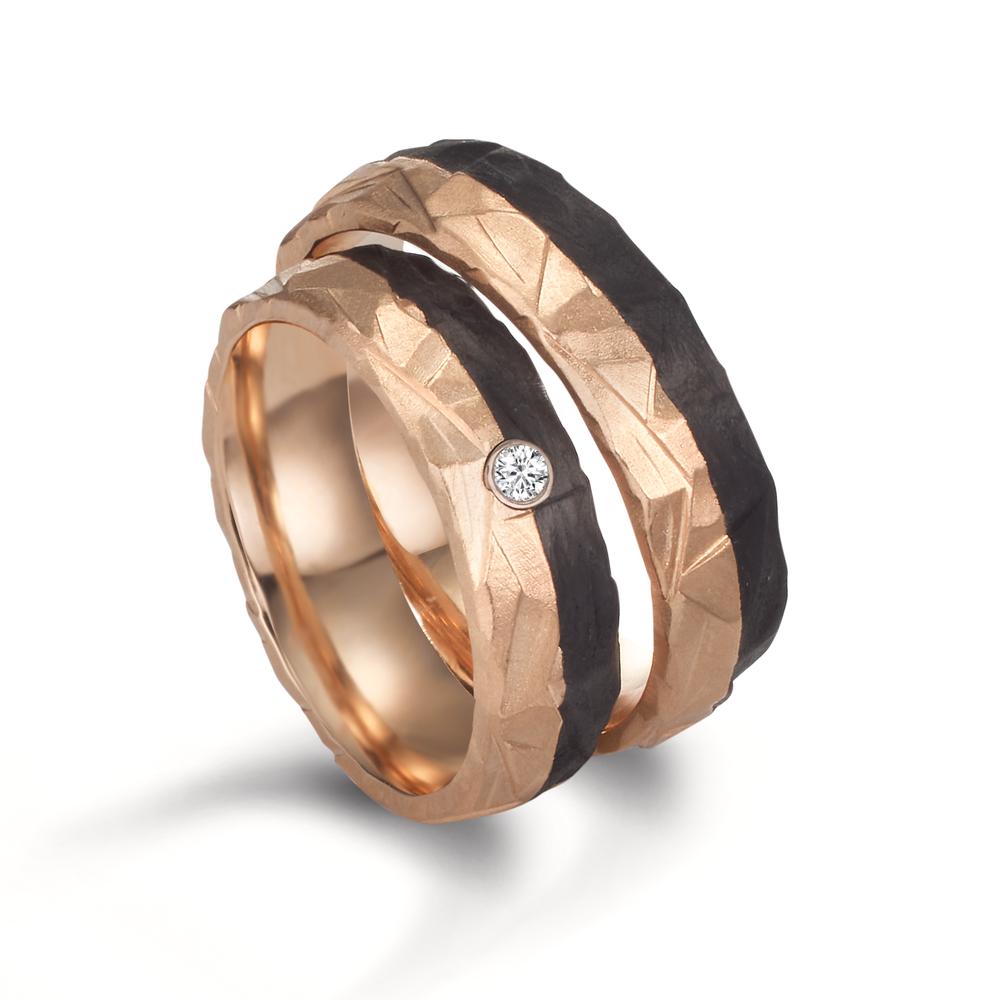 Alliance Or rose 14K, Carbone