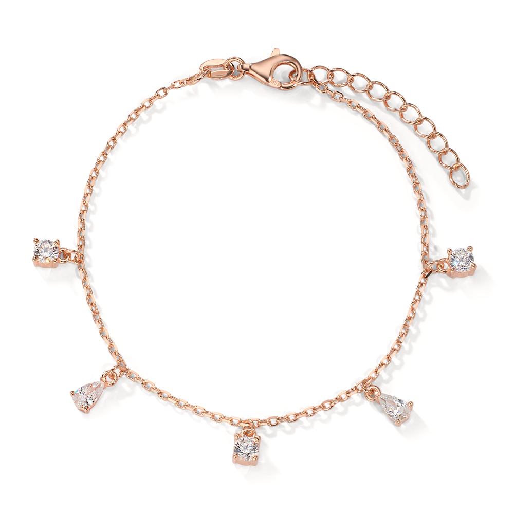 Armband Silber Zirkonia 5 Steine rosé vergoldet verstellbar