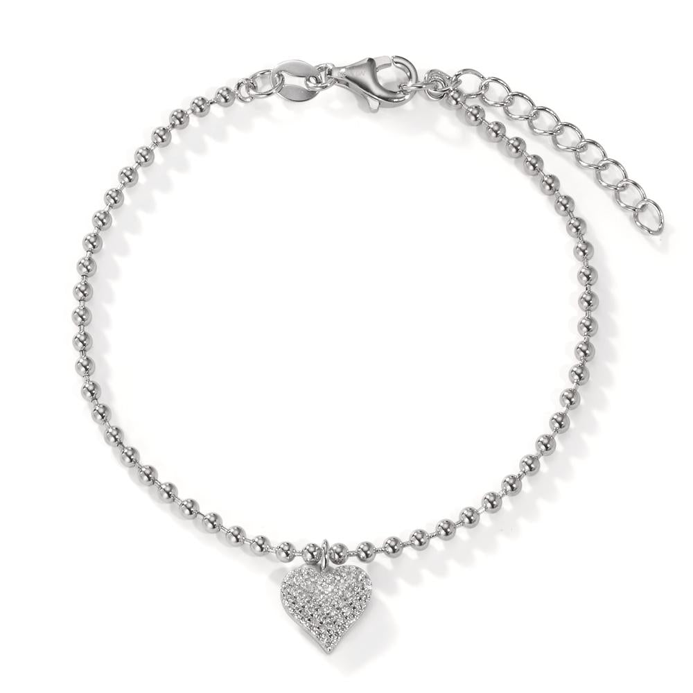 Bracciale Argento Zirconia rodiato Cuore 16-19 cm