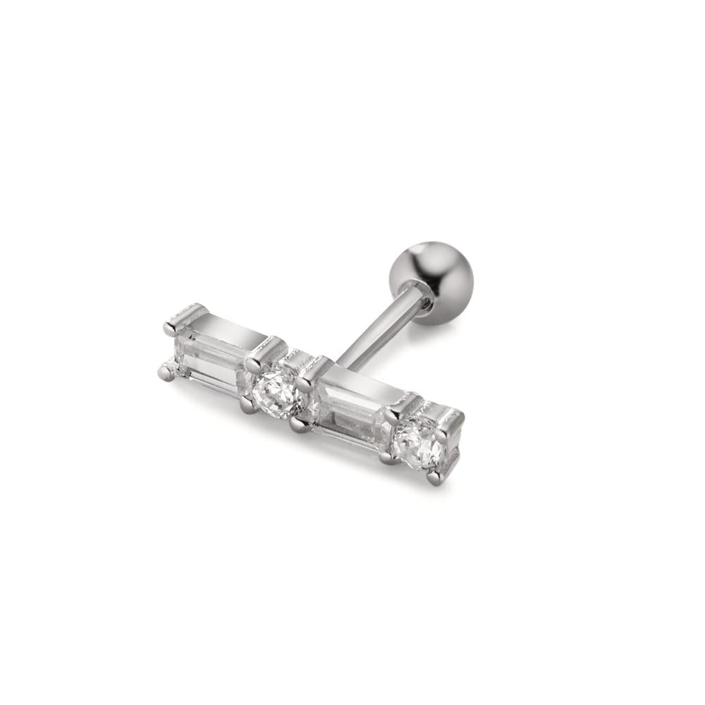 Piercing Silber Zirkonia 4 Steine rhodiniert