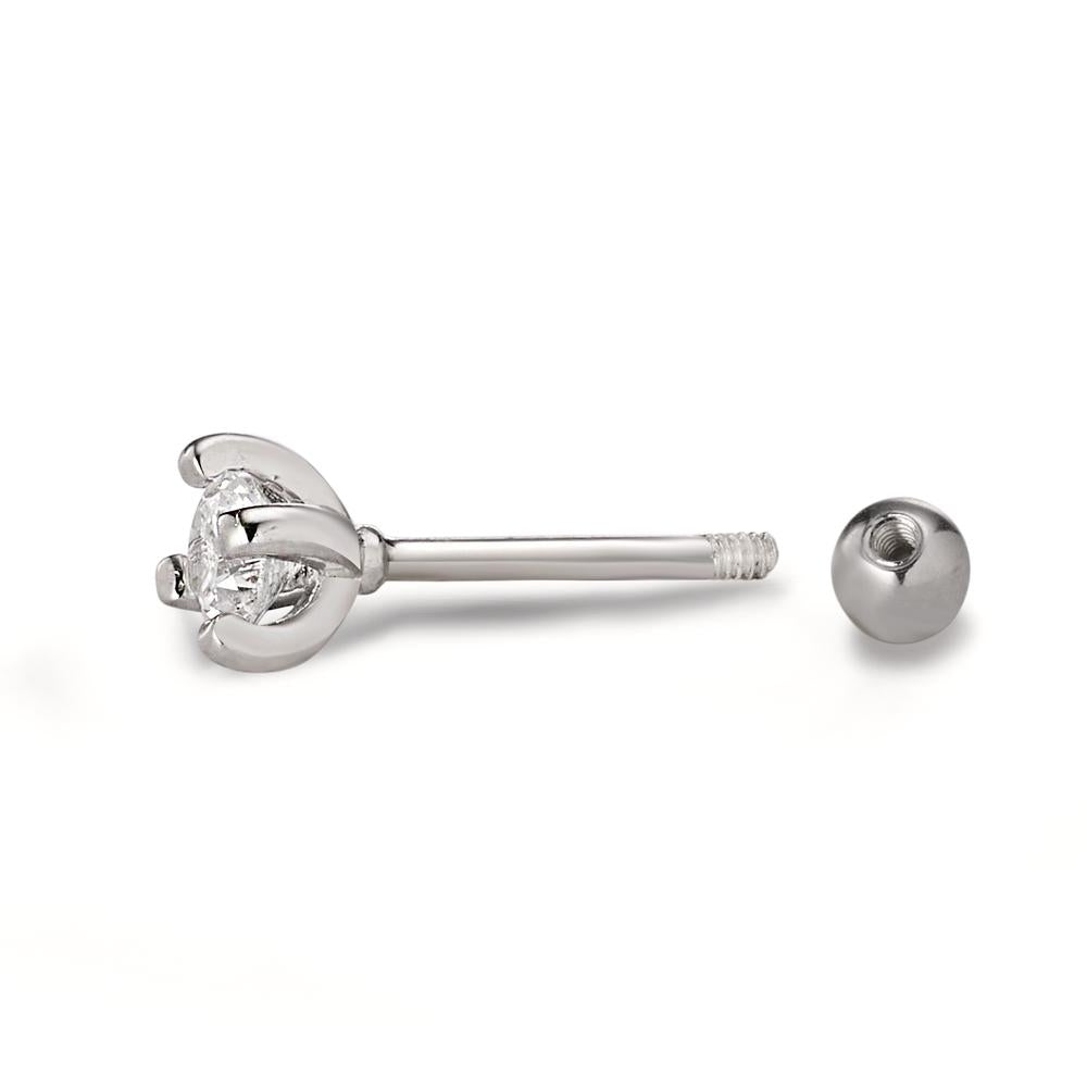 Piercing Argento Zirconia rodiato Ø4 mm