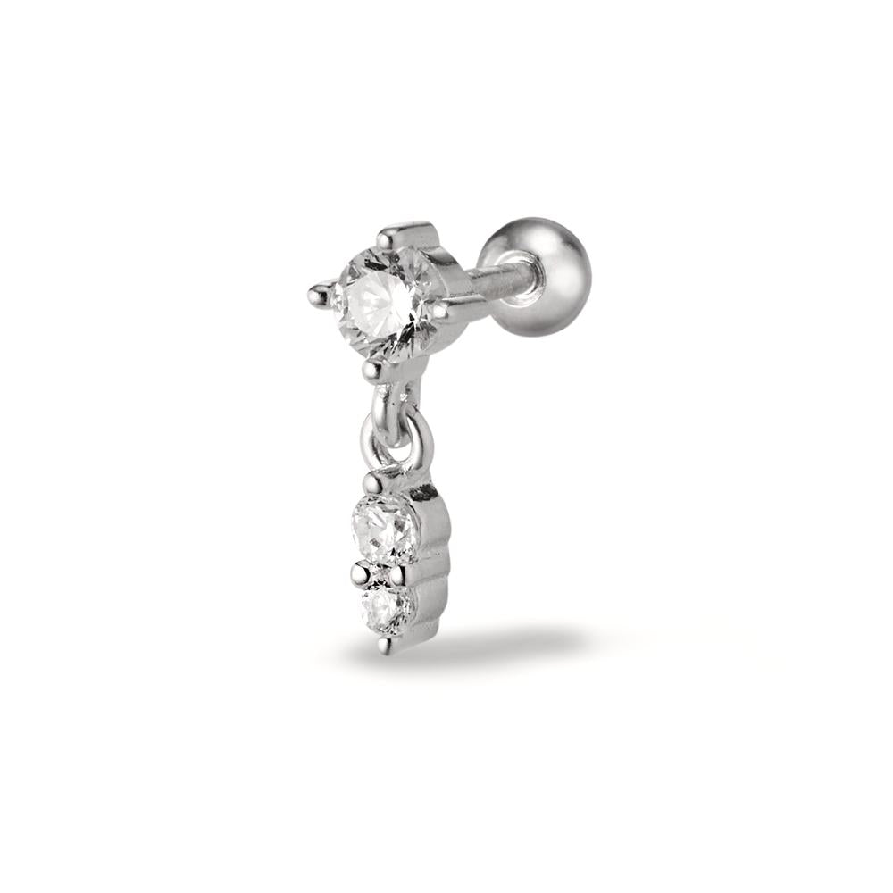 Piercing Silber Zirkonia 3 Steine rhodiniert Ø4 mm