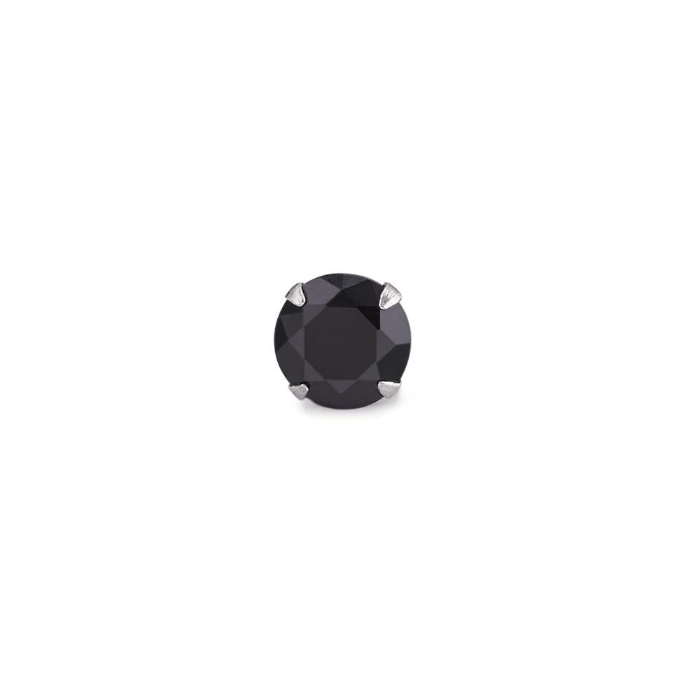 Clous d'oreille à l'unité Argent Zircone noir Ø8 mm