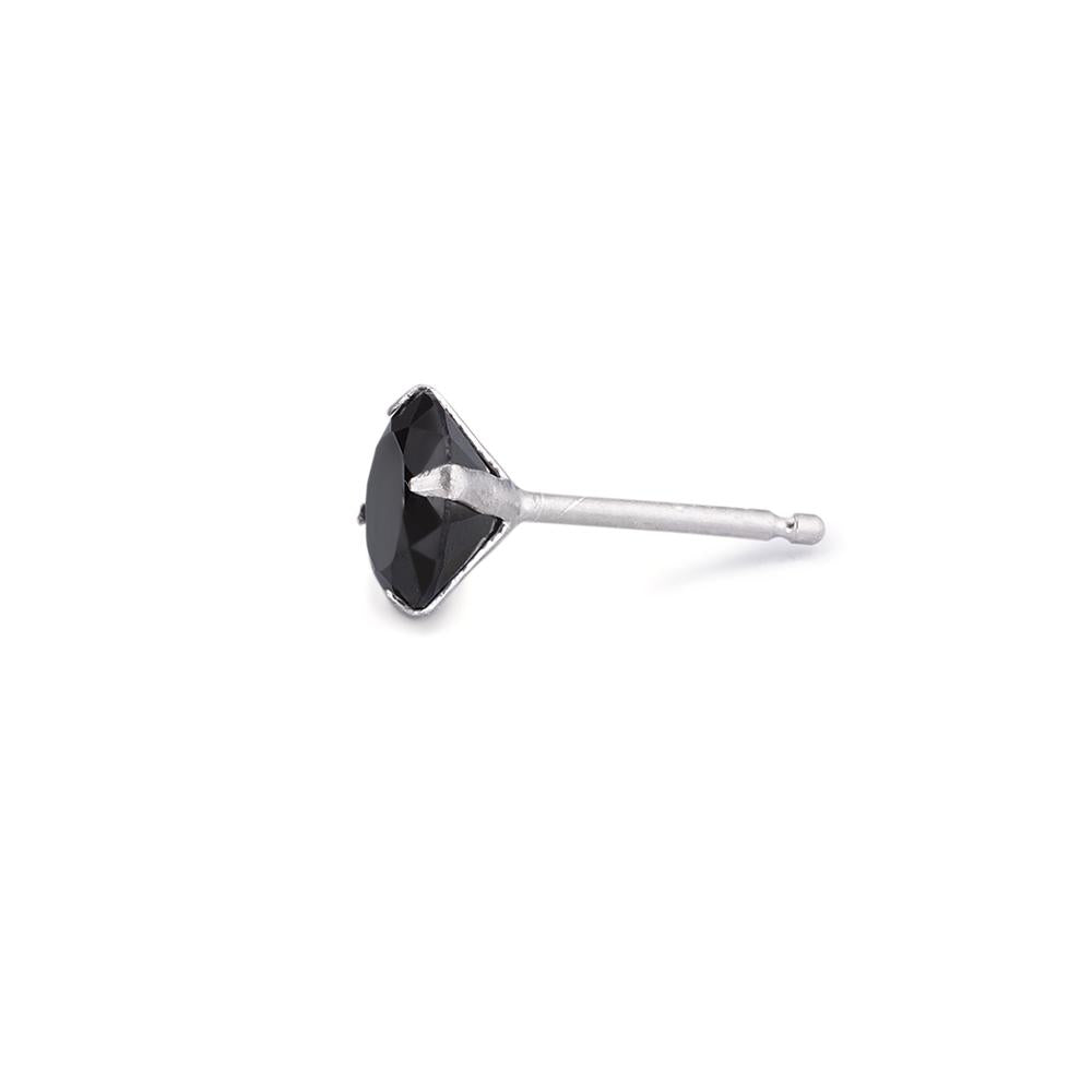 Clous d'oreille à l'unité Argent Zircone noir Ø8 mm