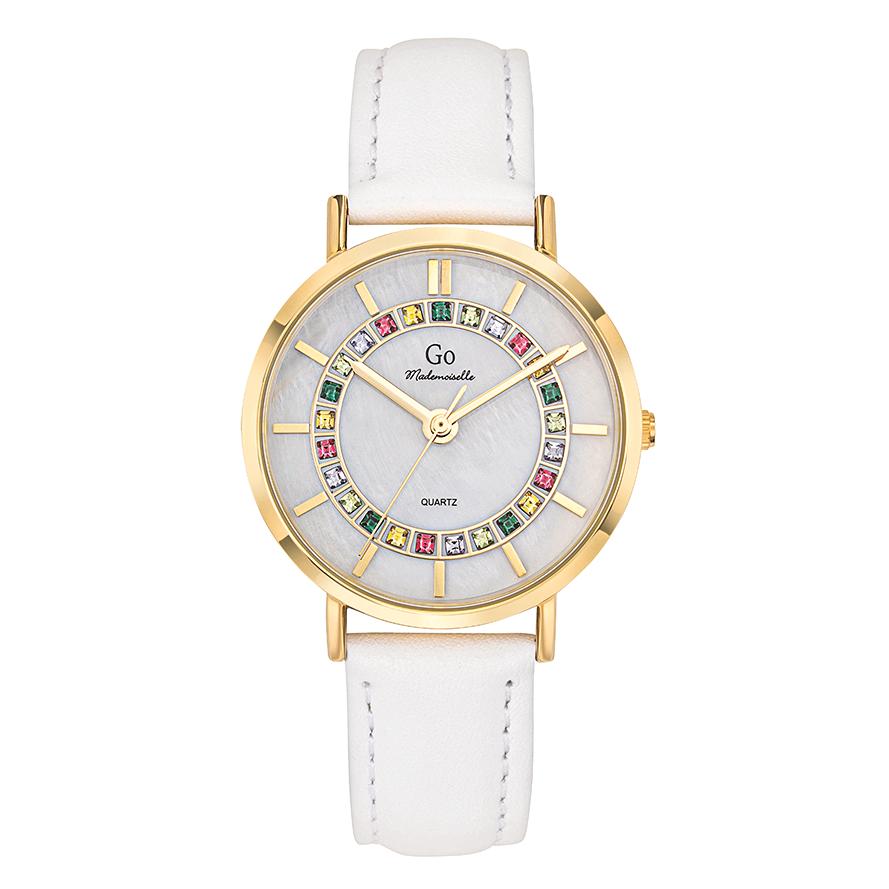 Montre Acier inoxydable, Métal Cristal coloré jaune PVD Ø34 mm