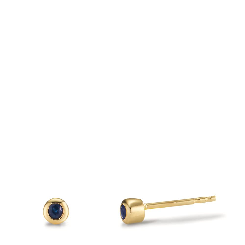 Clous d'oreilles Or jaune 9K Saphir 2 Pierres Ø3 mm