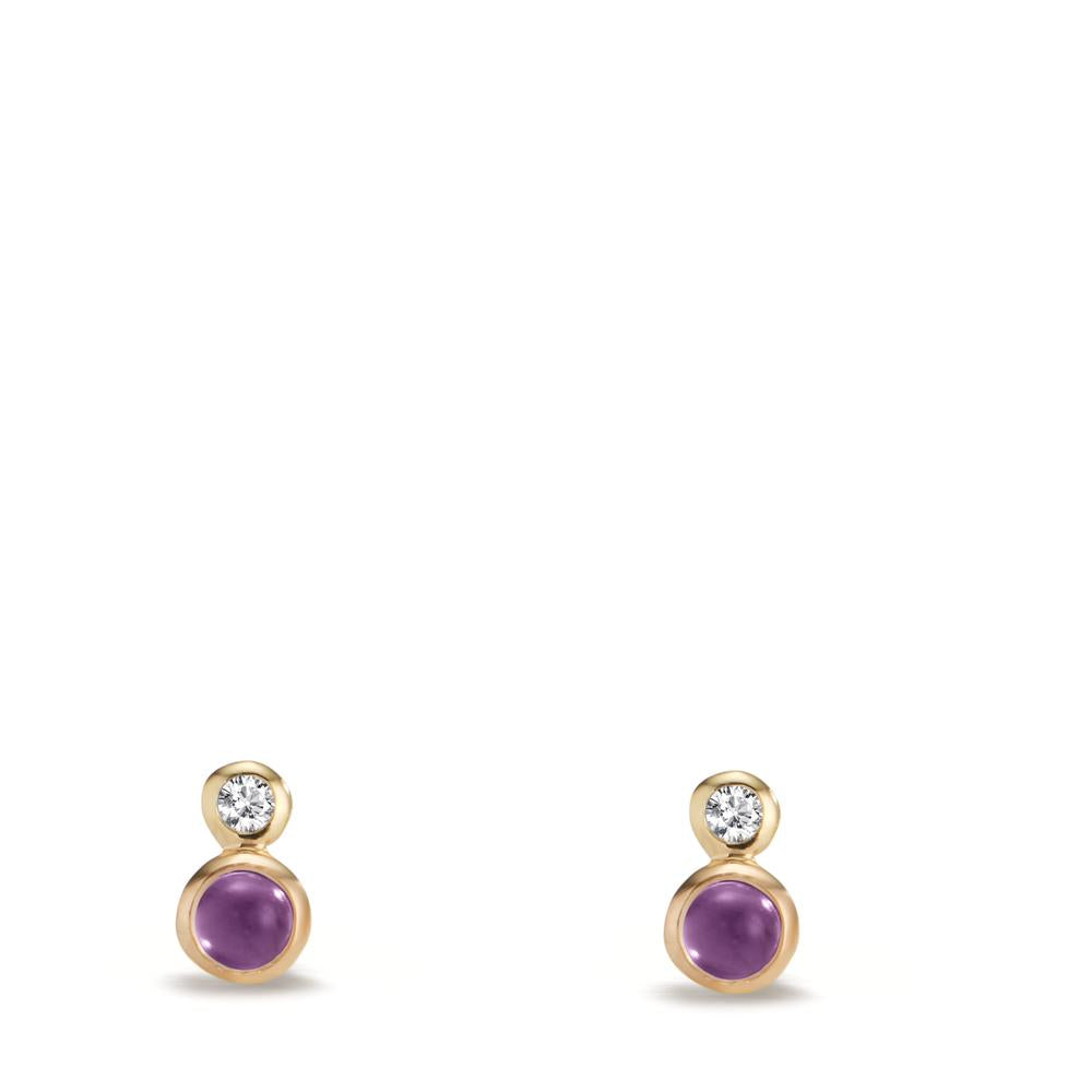 Ohrhänger 375/9 K Gelbgold Zirkonia 2 Steine, Amethyst 2 Steine