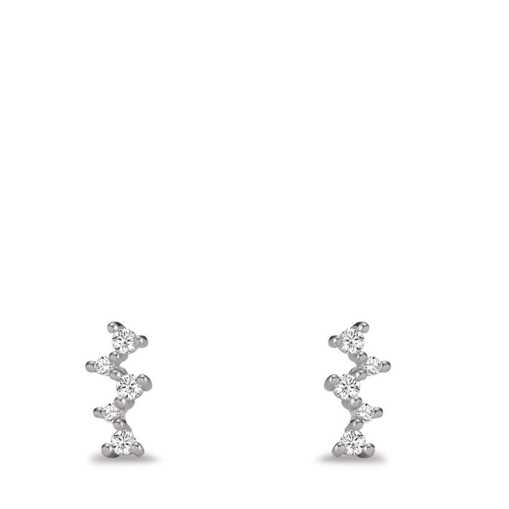 Clous d'oreilles Argent Zircone 10 Pierres Rhodié