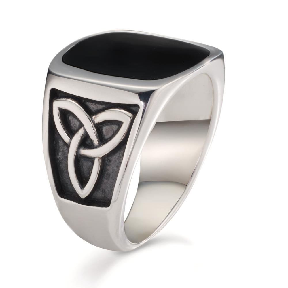 Fingerring Silber Onyx rhodiniert