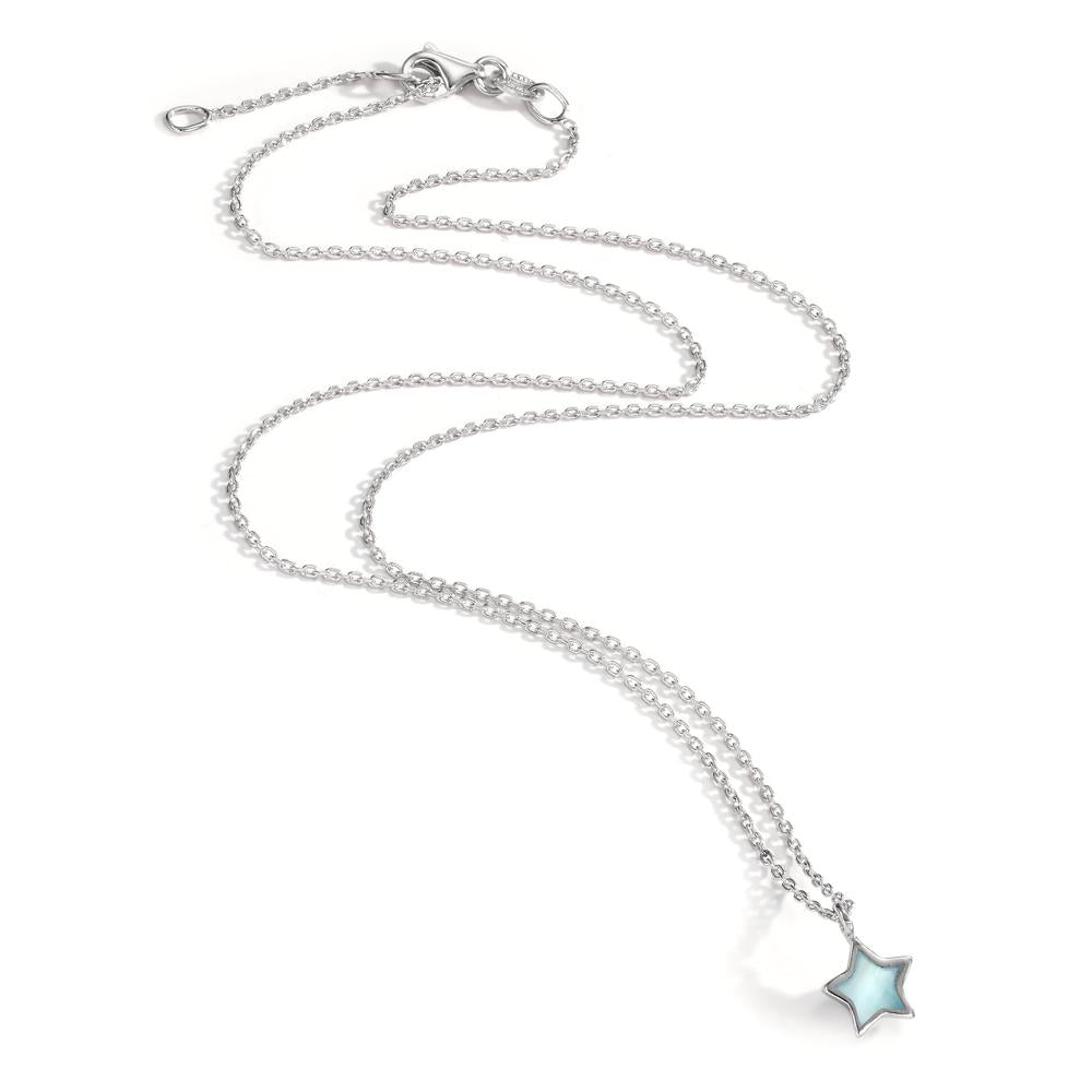 Collier Argent Rhodié nacre Étoile 36-38 cm Ø7.5 mm