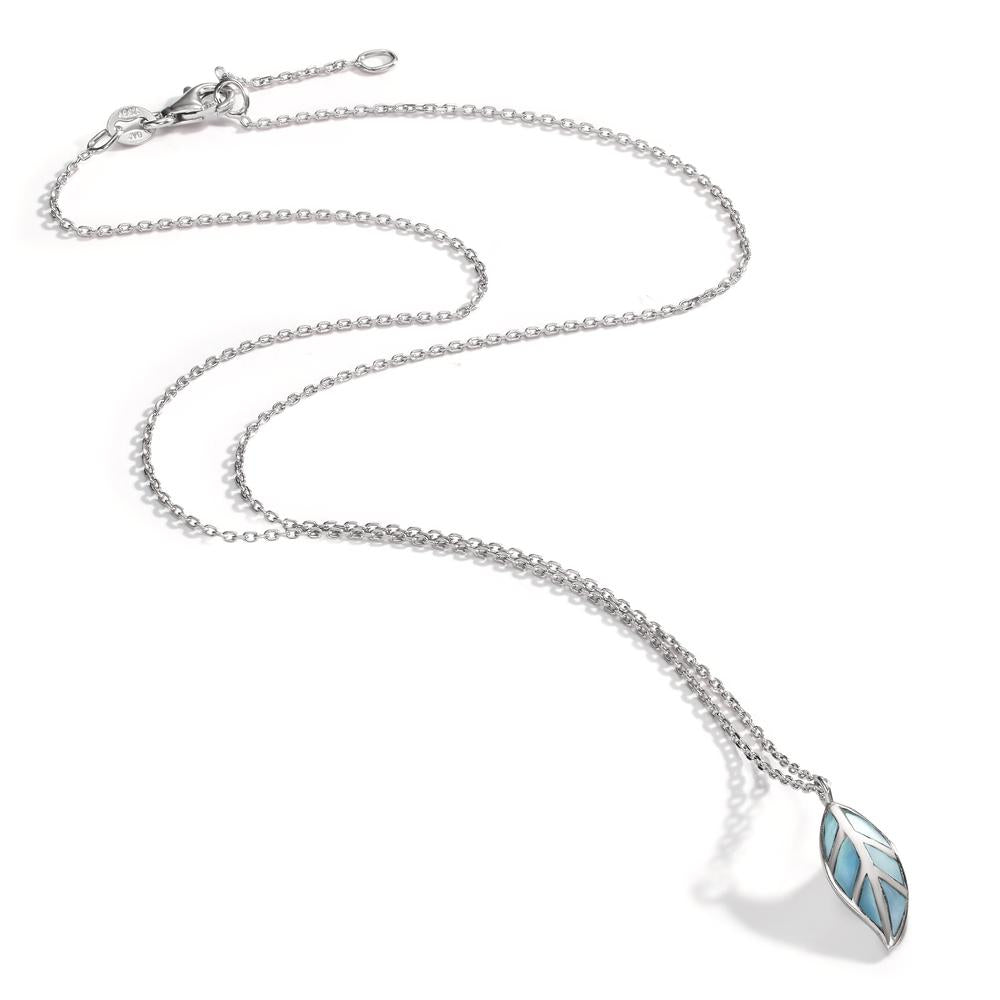 Collier Argent Rhodié nacre Feuille 36-38 cm