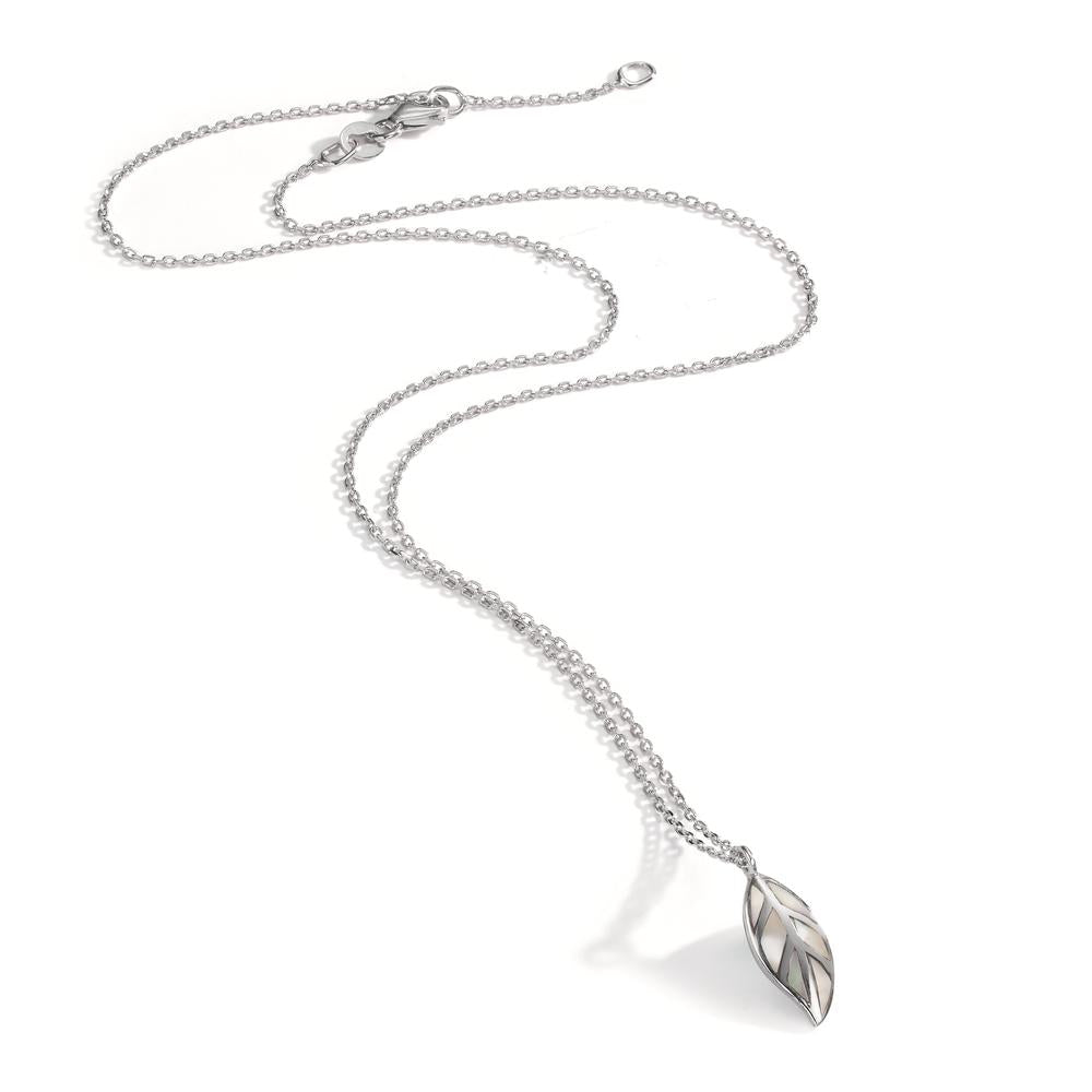 Collier Argent Rhodié nacre Feuille 40-42 cm