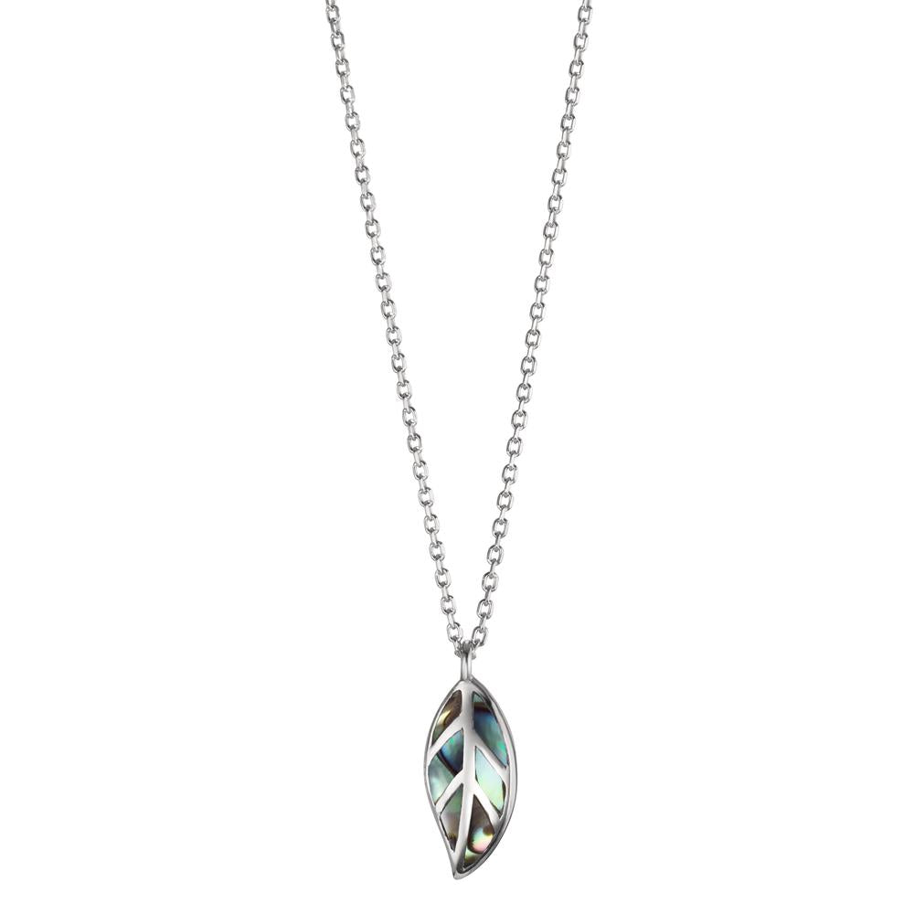 Collier Argent Abalone Rhodié Feuille 40-42 cm