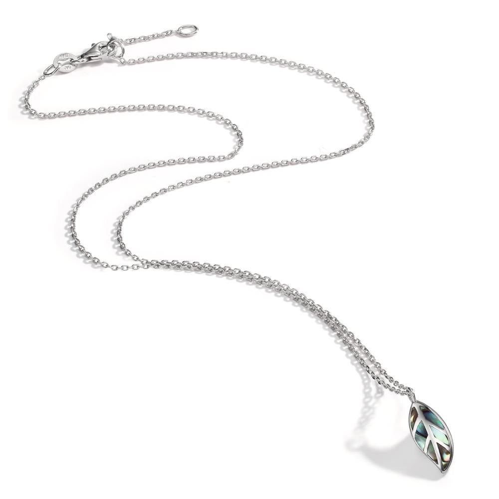 Collier Argent Abalone Rhodié Feuille 40-42 cm