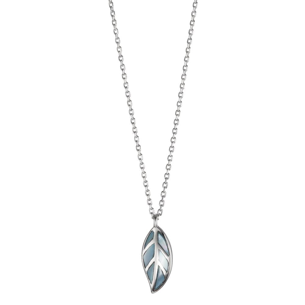 Collier Argent Rhodié nacre Feuille 40-42 cm