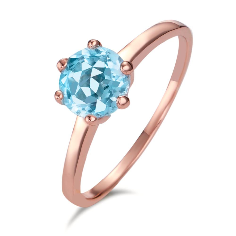 Bague Argent Topaze bleu, 7 mm rosé Plaqué or