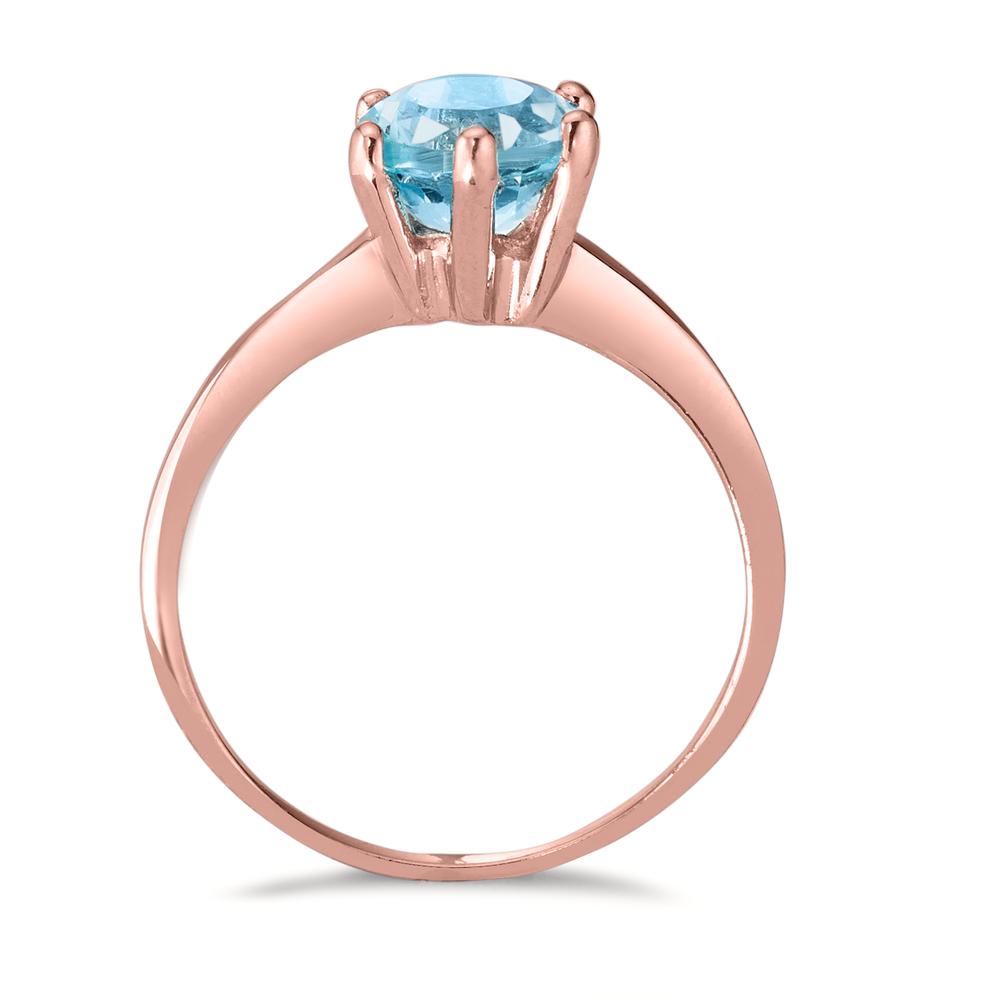 Fingerring Silber Topas blau, 7 mm rosé vergoldet