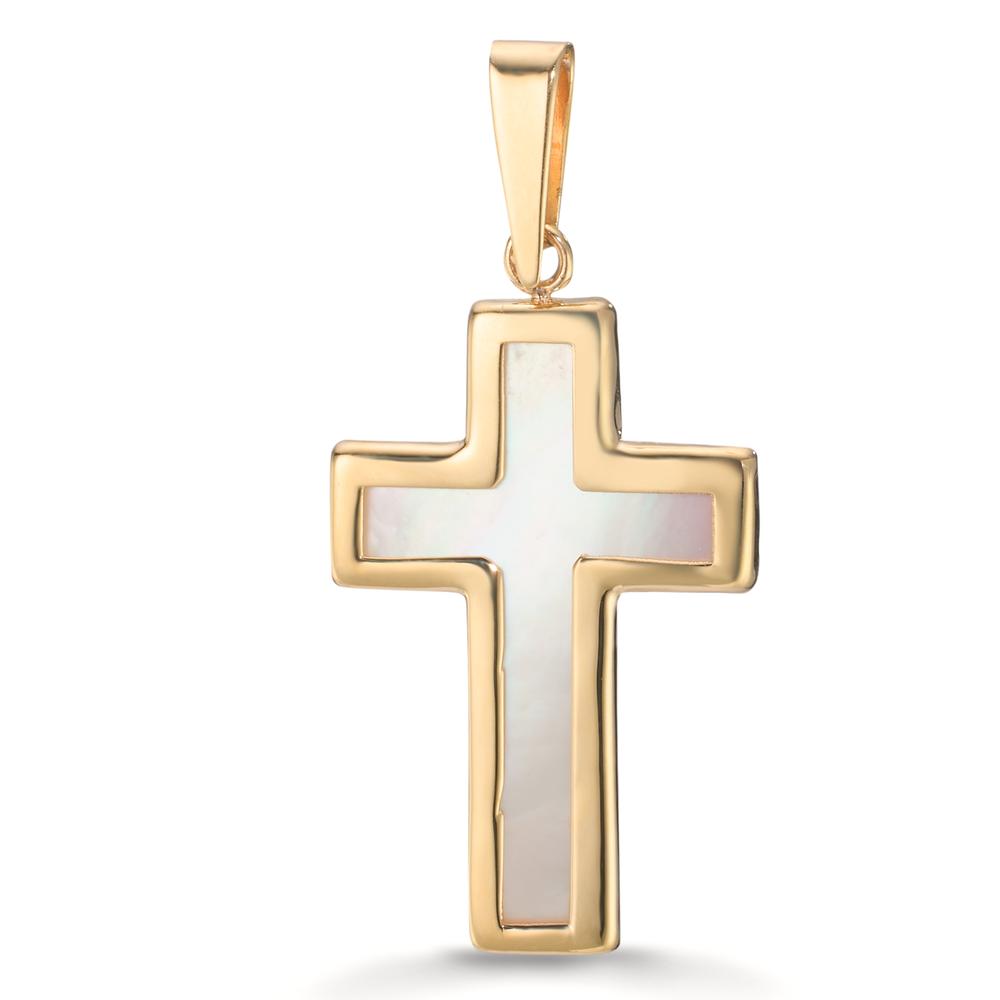 Pendentif Or jaune 9K nacre Croix