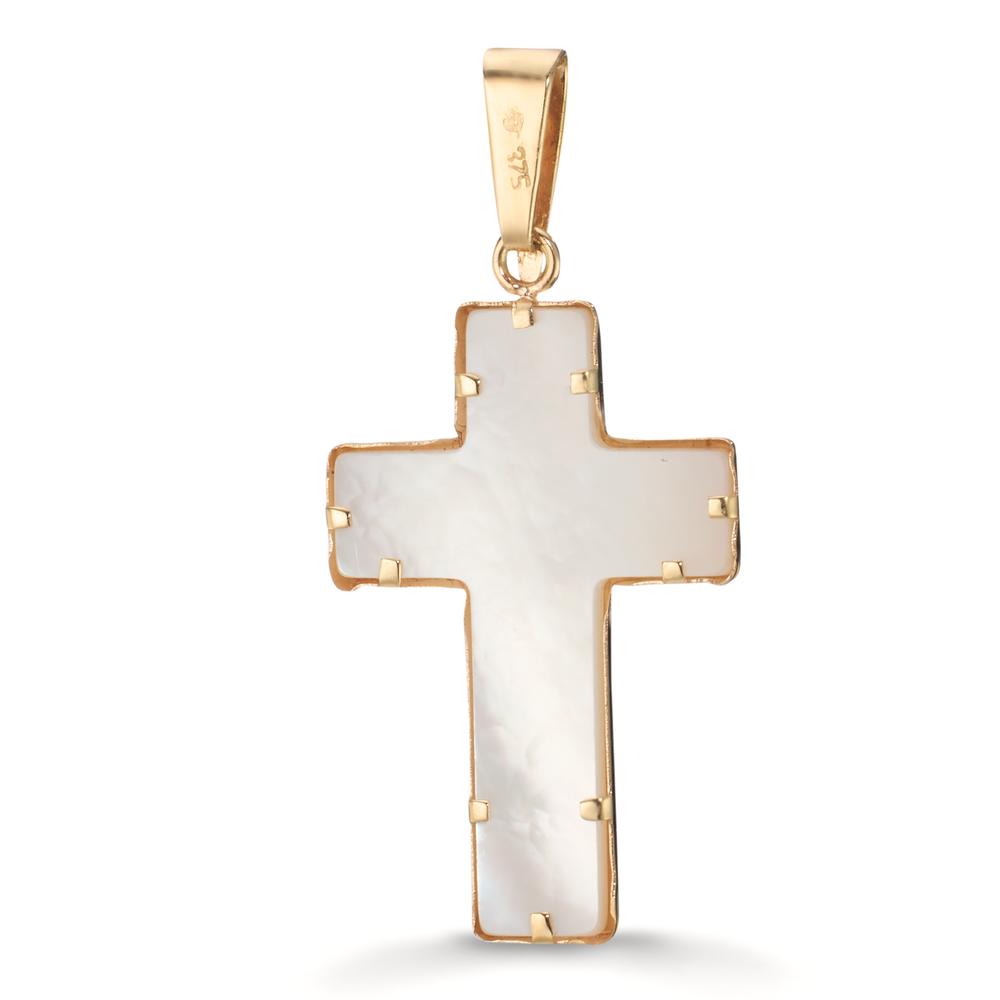 Pendentif Or jaune 9K nacre Croix