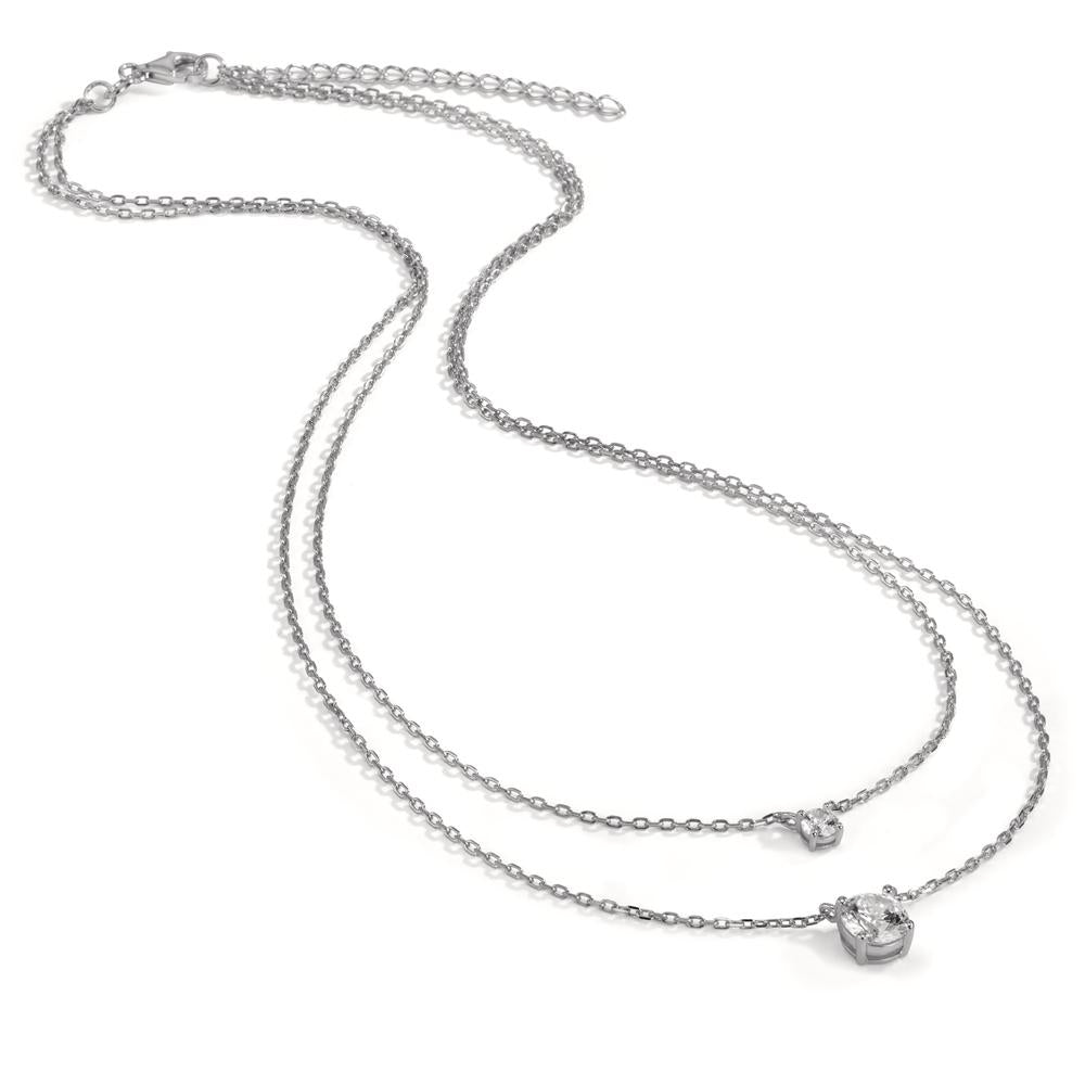 Collier Silber Zirkonia 2 Steine rhodiniert verstellbar