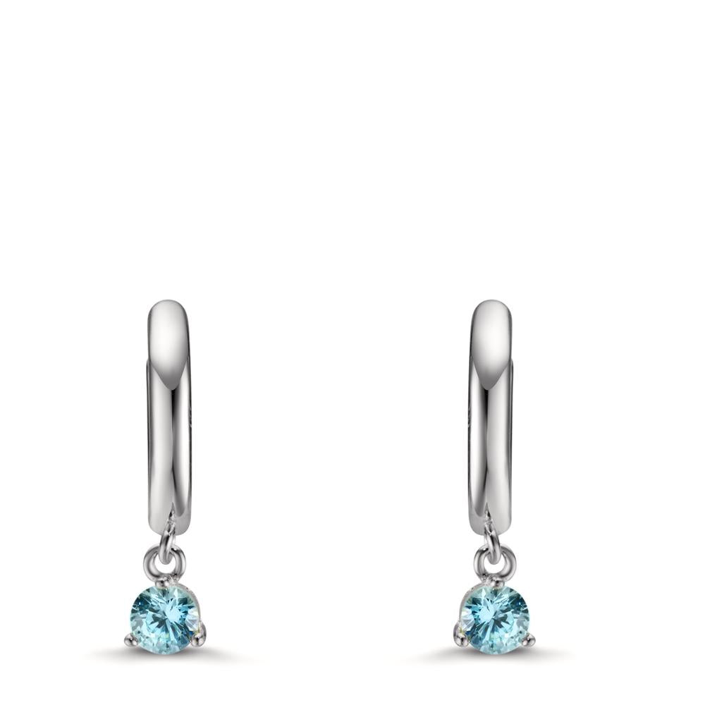 Créoles à charnières Argent Zircone aqua Rhodié