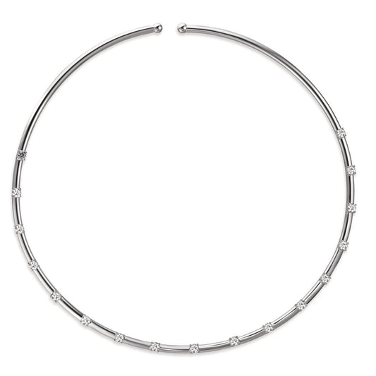 Collier Argent Zircone 17 Pierres Rhodié Ø120 mm