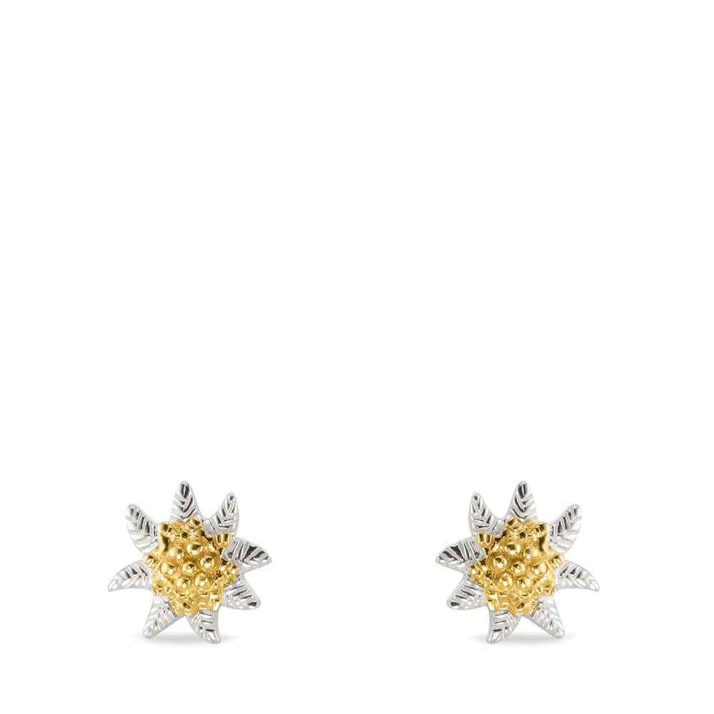 Clous d'oreilles Argent Bicolore Edelweiss Ø8 mm