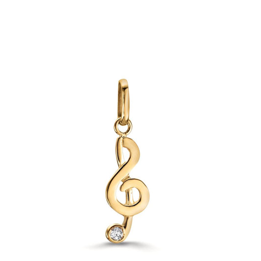 Pendentif Or jaune 9K Zircone Clef musicale