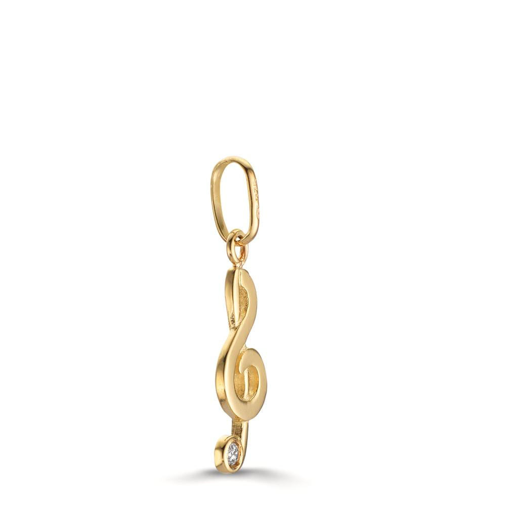 Pendentif Or jaune 9K Zircone Clef musicale