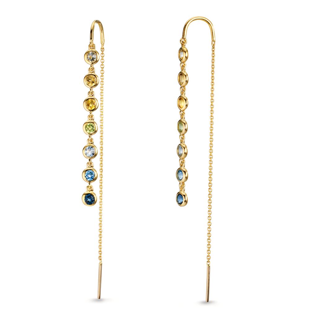 Boucles d'oreilles pendantes Or jaune 18K Citrine 0.12 ct, 2 Pierres, Améthyste vert, 0.11 ct, 2 Pierres, Péridot 0.13 ct, 2 Pierres, Topaze 0.34 ct, 4 Pierres, Topaze London Blue 0.18 ct, 2 Pierres, Quartz 0.11 ct, 2 Pierres