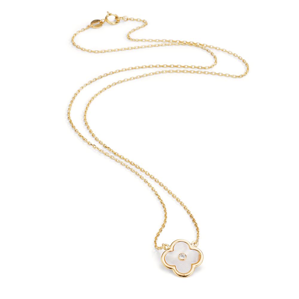 Collier 375/9 K Gelbgold Zirkonia Perlmutt Blume