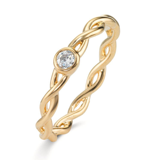 Fingerring Bronze Zirkonia vergoldet 3 Micron